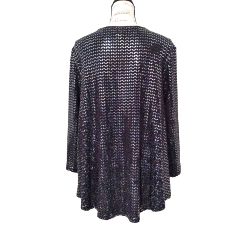 Black/Silver Rectangle Sequins Top, by Ruby Rd. - Picture 2 of 4